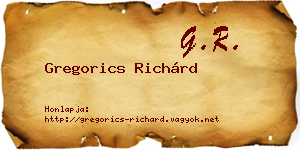 Gregorics Richárd névjegykártya